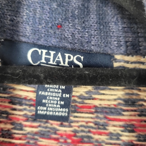 Chaps Womans Open Long Cardigan Blue Southwest Print Cotton Blend Sz Large - Picture 2 of 4